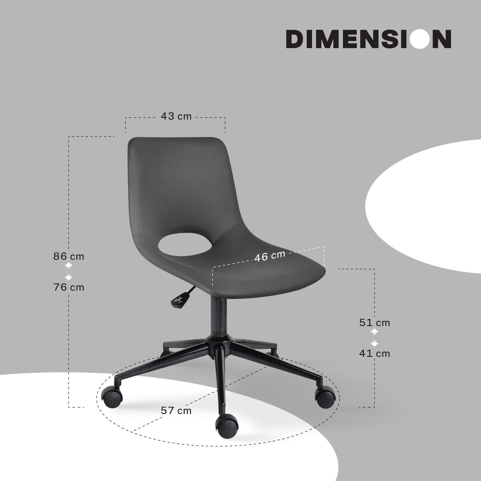 2 Set Office Desk Chair - PU Leather Home Swivel Chair Cut-Out Seat HALO GREY