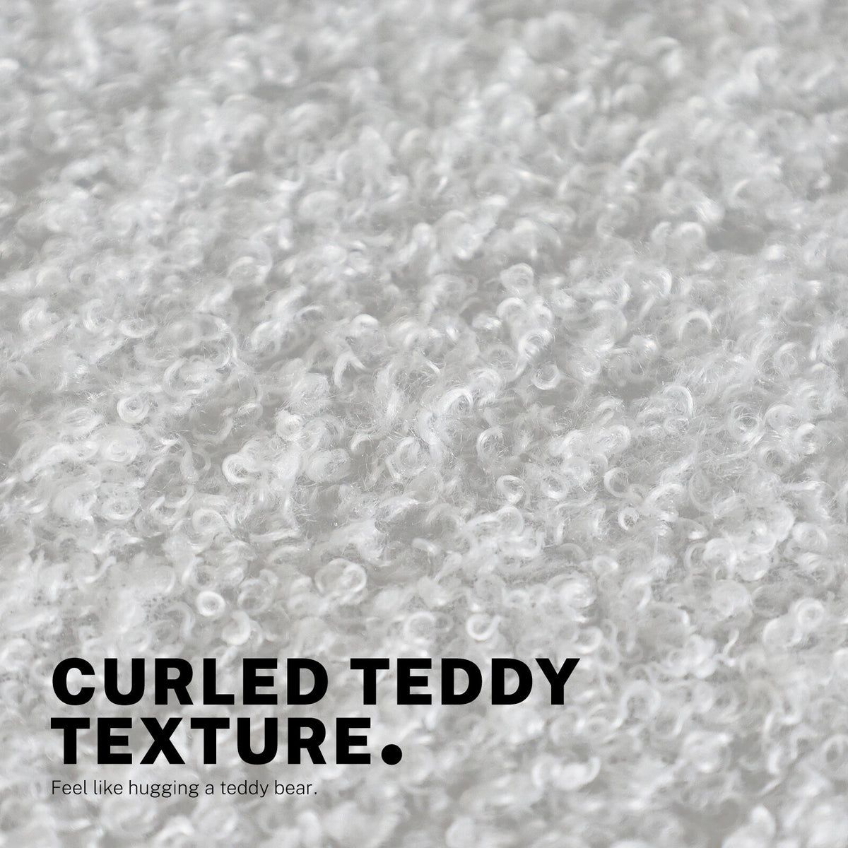 Office Desk Chair - Teddy Boucle Armless Swivel Study Seat OVOID WHITE