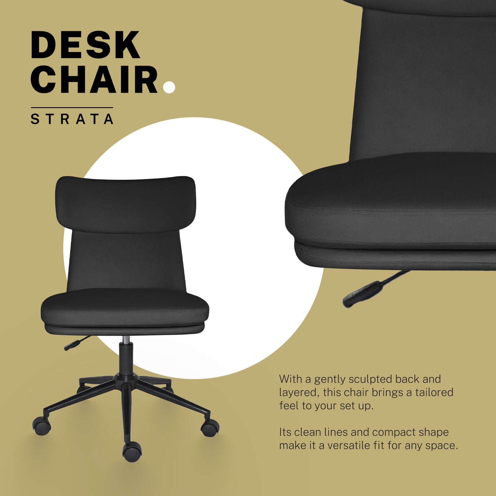 Office Desk Chair - PU Leather Home Office Swivel Chair Computer Seat BLACK