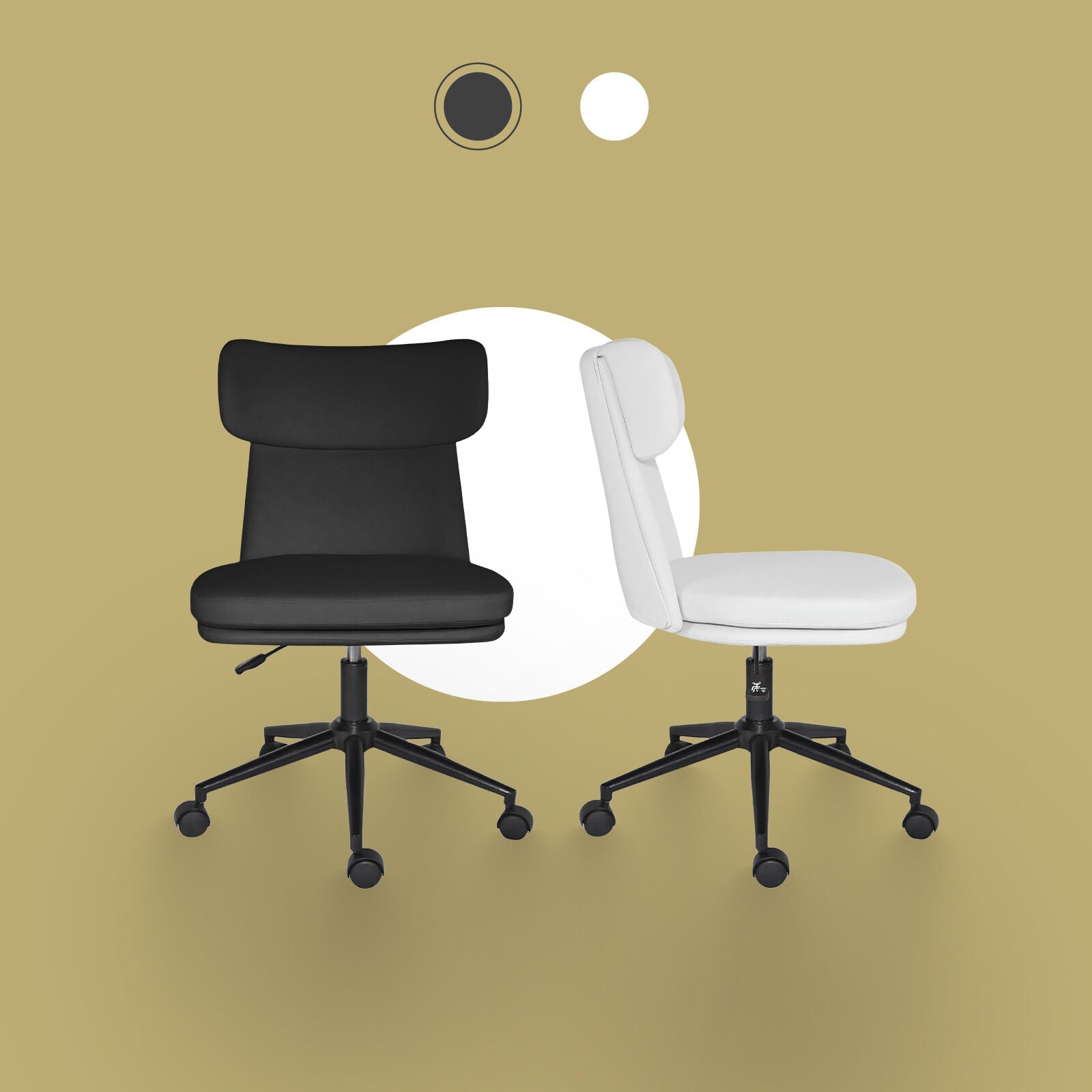 Office Desk Chair - PU Leather Home Office Swivel Chair Computer Seat BLACK