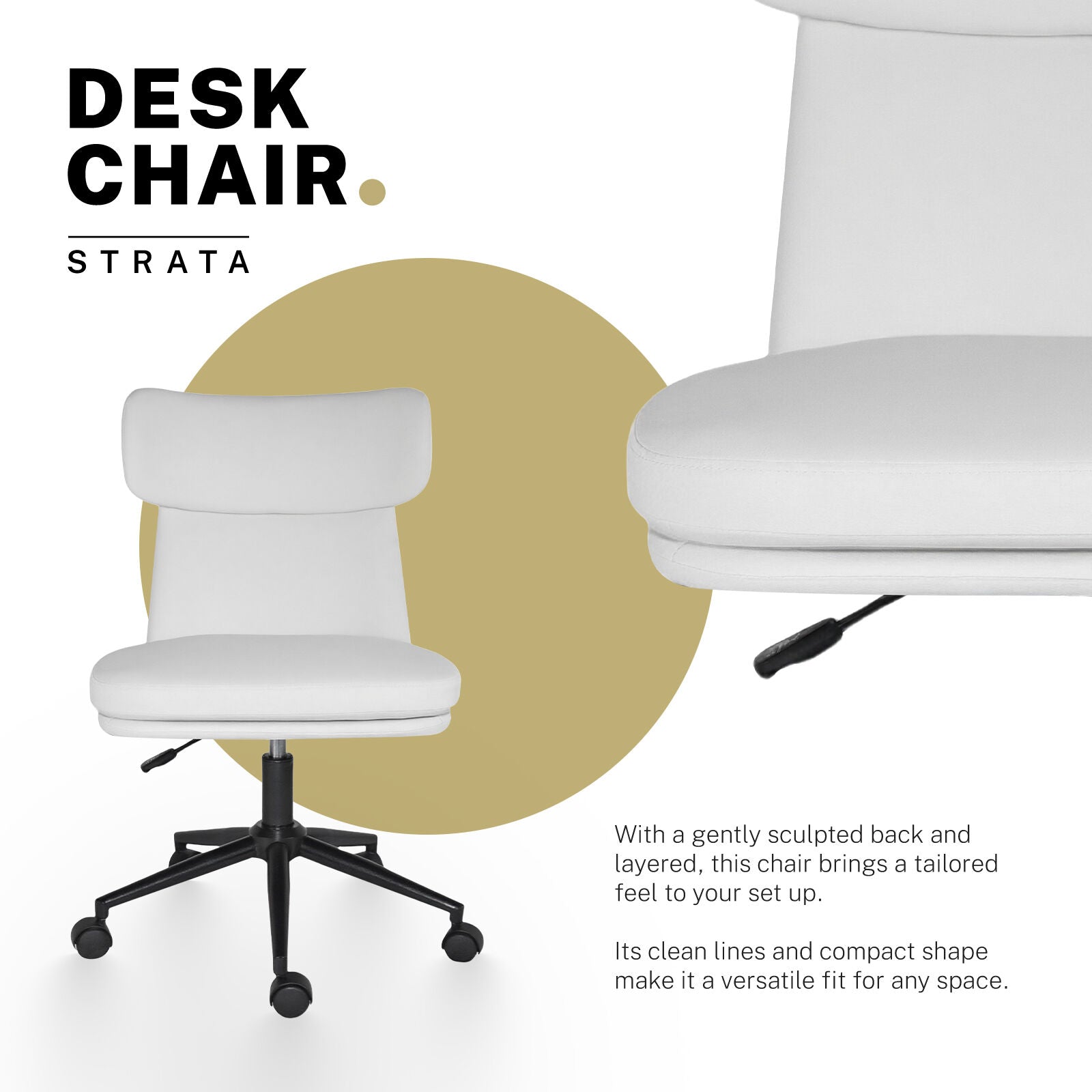 Office Desk Chair - PU Leather Home Office Swivel Chair Computer Seat WHITE