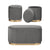 3 Piece Set Storage Ottoman - Blanket Box Velvet Padded Bench Stool FAYE GREY