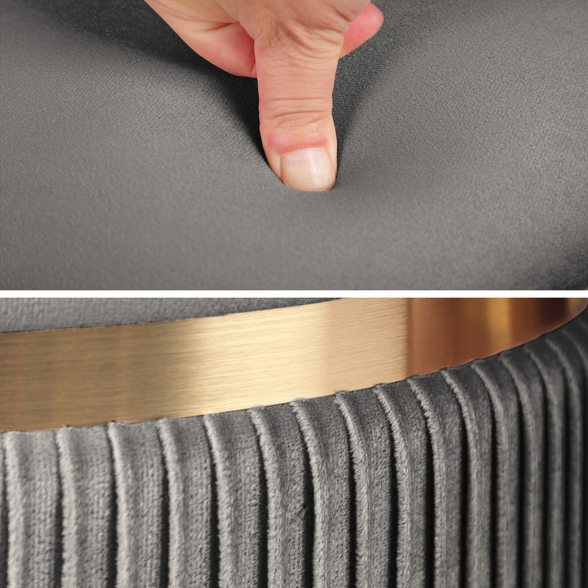 2X Side Table Storage Ottoman - Velvet Padded Stool Vanity Footstool REMI GREY