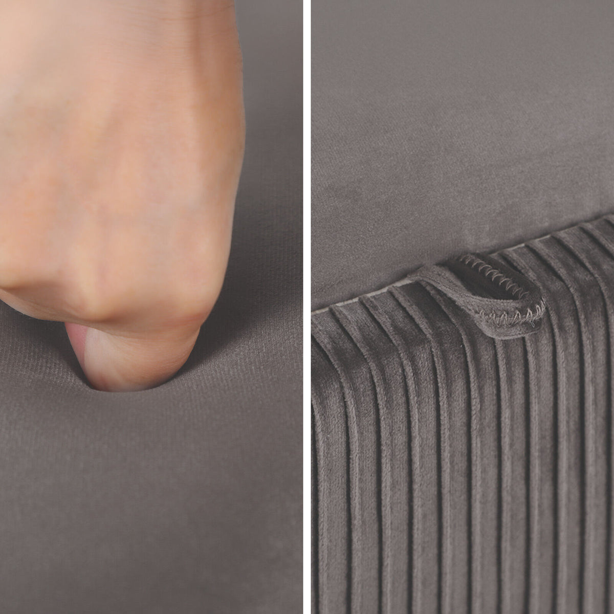 Coffee Table Storage Ottoman - Velvet Padded Blanket Box Bench IRENE GREY