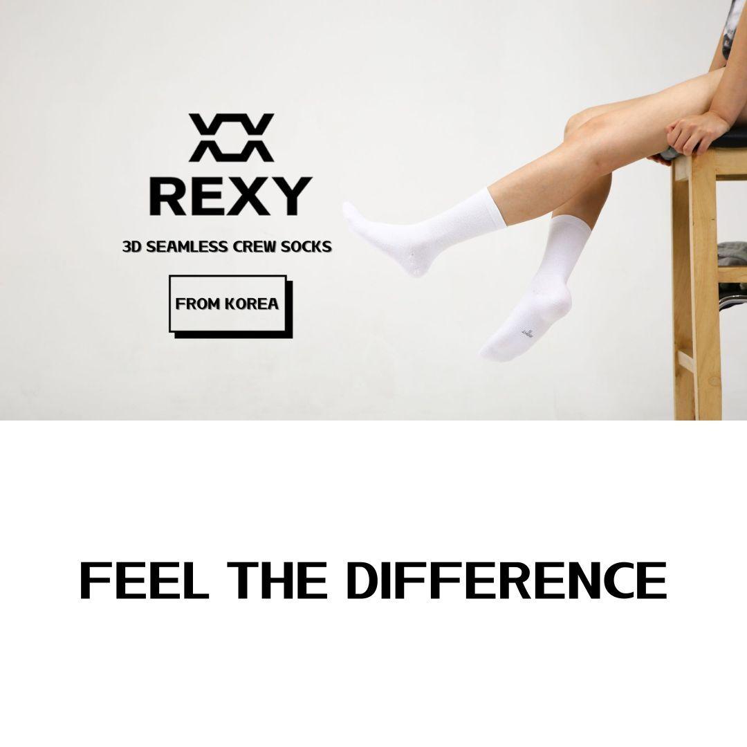 10X Rexy 3D Seamless Crew Socks Medium Slim Breathable WHITE