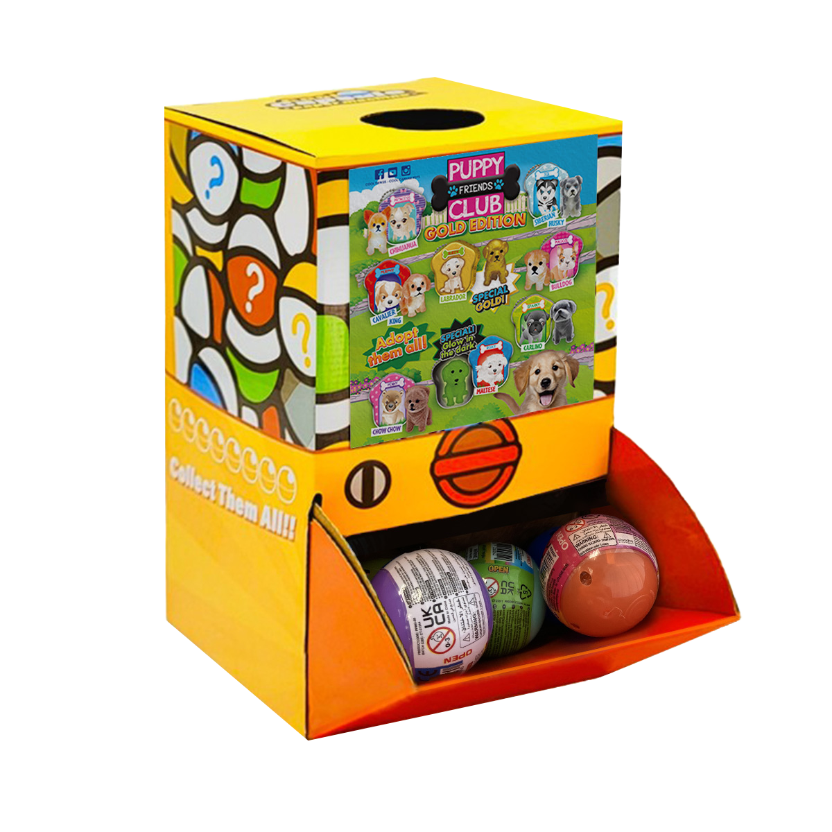 40X Puppy Club Gold Edition Dog Toy Capsule 50mm Collectible Gacha w Display Box