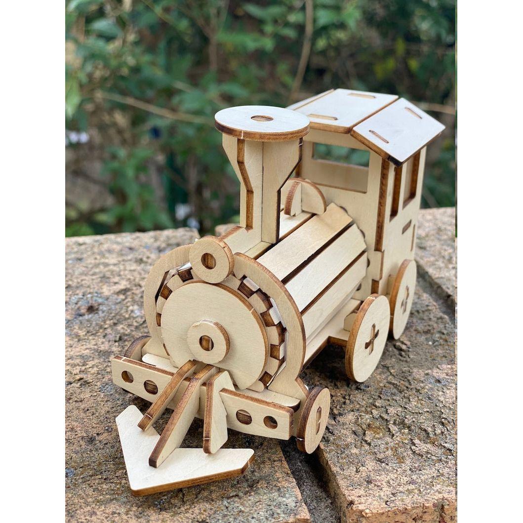 Build and Paint your own locomotive train Kids wood model toy train-plywood DIY kit