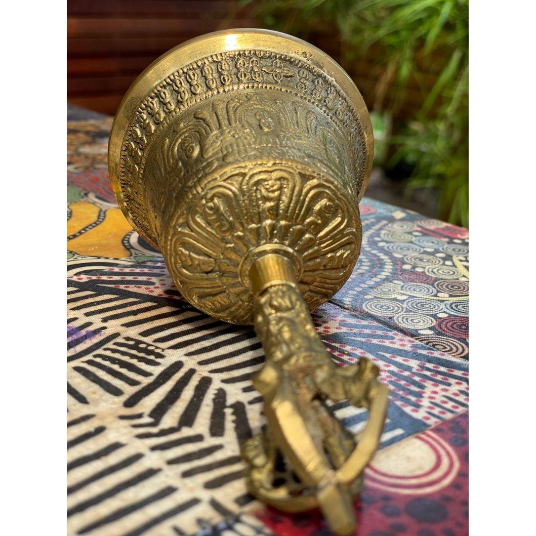 Brass Bell 6 inch Buddhist Nepal Tibetan Prayer Bell Meditation Stress Relief or Sound Therapy