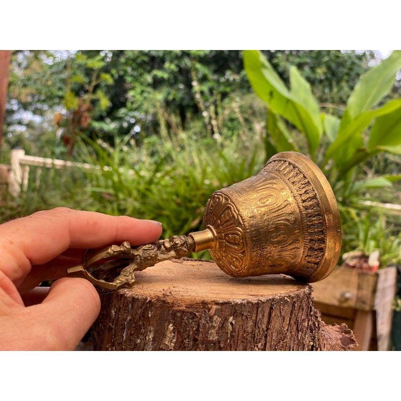 Brass Bell 6 inch Buddhist Nepal Tibetan Prayer Bell Meditation Stress Relief or Sound Therapy