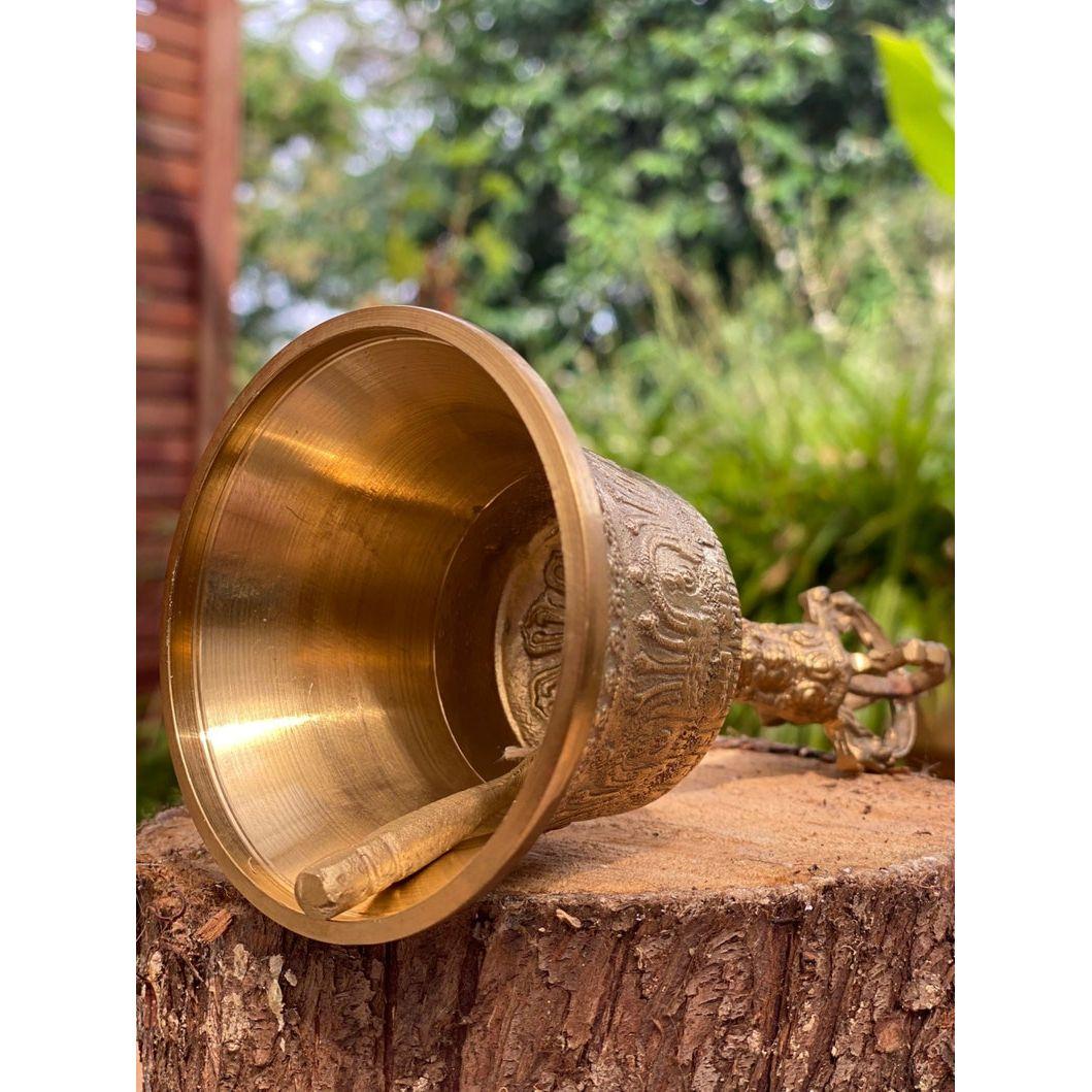 Brass Bell 6 inch Buddhist Nepal Tibetan Prayer Bell Meditation Stress Relief or Sound Therapy