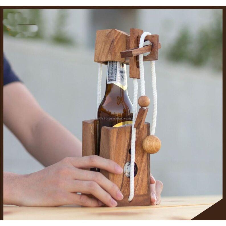 Brainteaser beer bottle mystery lock puzzle- open the lock before you can have a drink! Great party gift