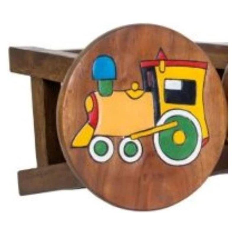 Hand Carved Children's Chair Stool Wooden Train Locomotive Theme