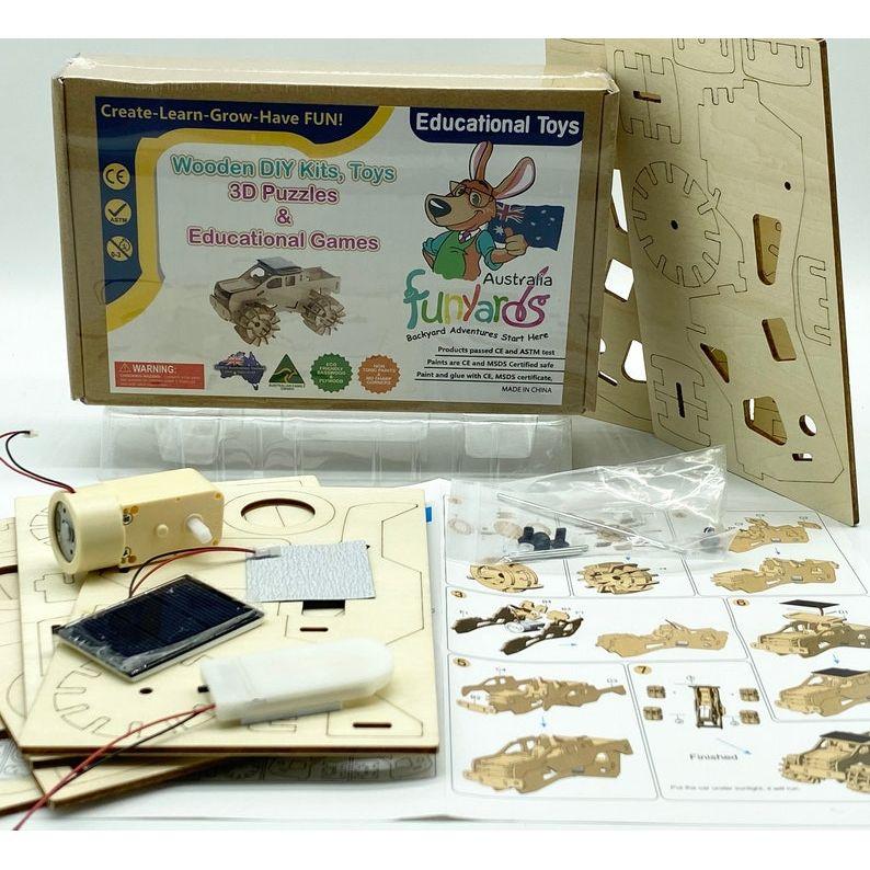 Model car 3D Ply Wood puzzle- Build and Paint your own 4 x 4 Truck Car craft kit with MOTOR (solar or battery)