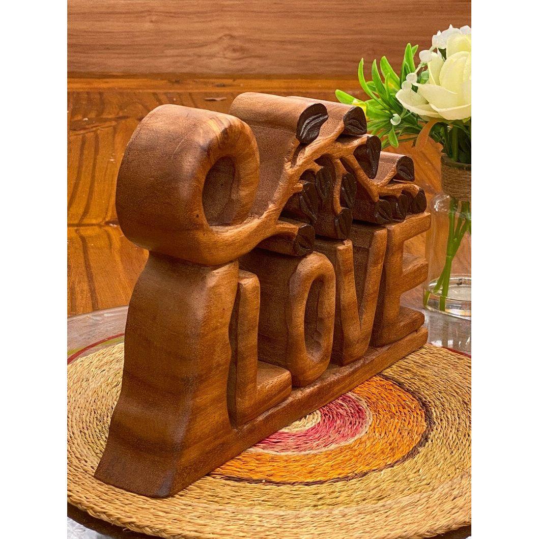 Mothers day gift Wooden carved LOVE words decoration 33 cm long