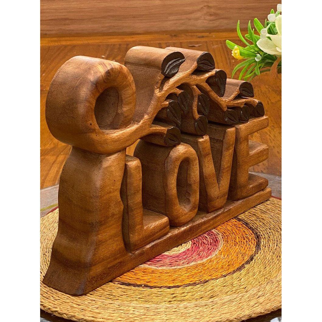 Mothers day gift Wooden carved LOVE words decoration 33 cm long