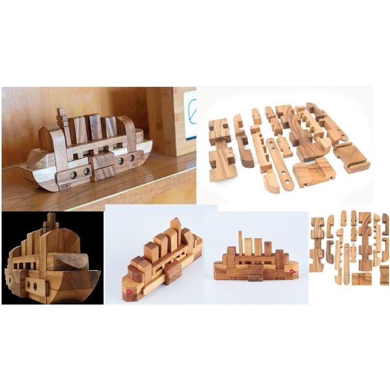 Ship boat Puzzle - 3D Interlocking boat wooden puzzle.