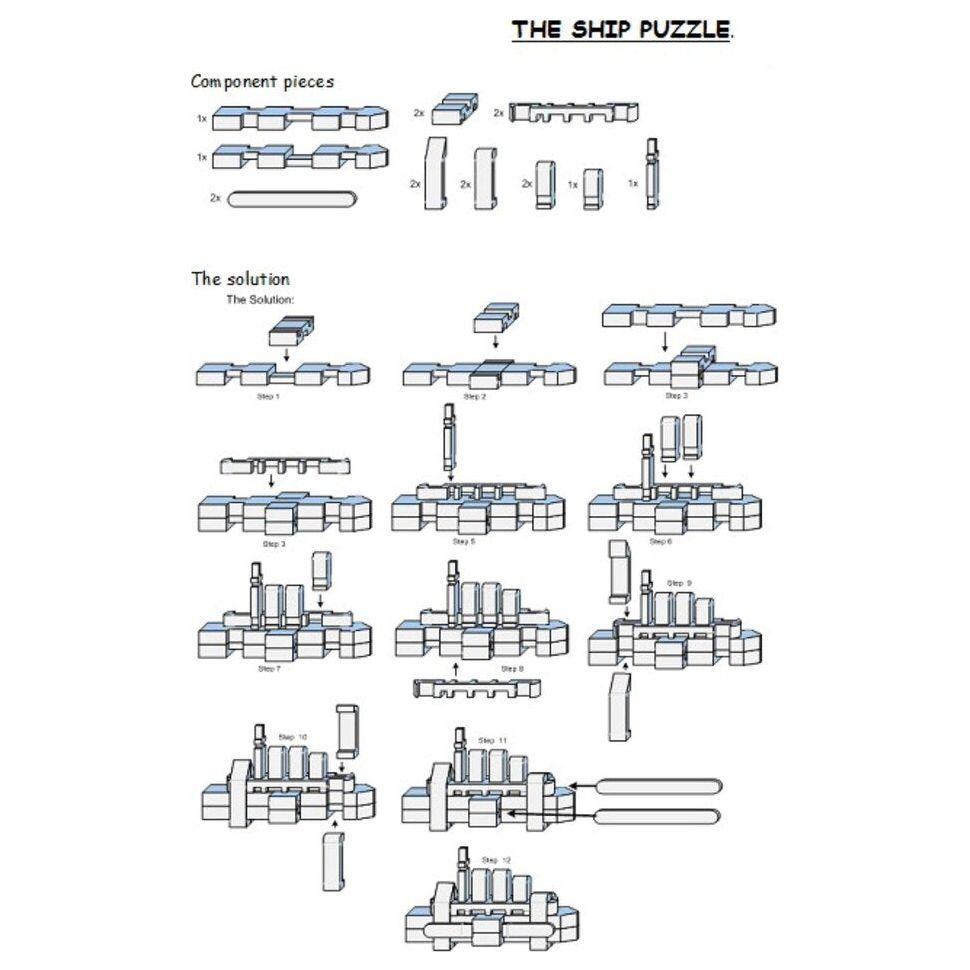 Ship boat Puzzle - 3D Interlocking boat wooden puzzle.
