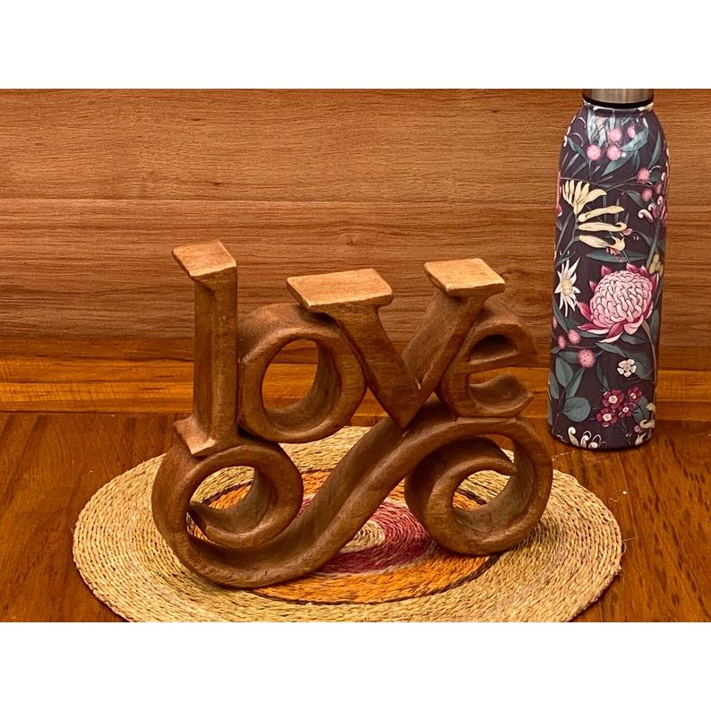 Wooden carved LOVE words decoration 27 cm long