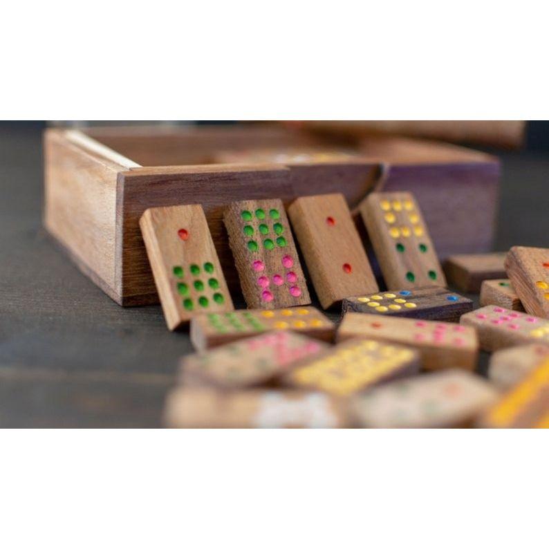 Wooden Domino Game Set Handmade Dominoes in Gift box