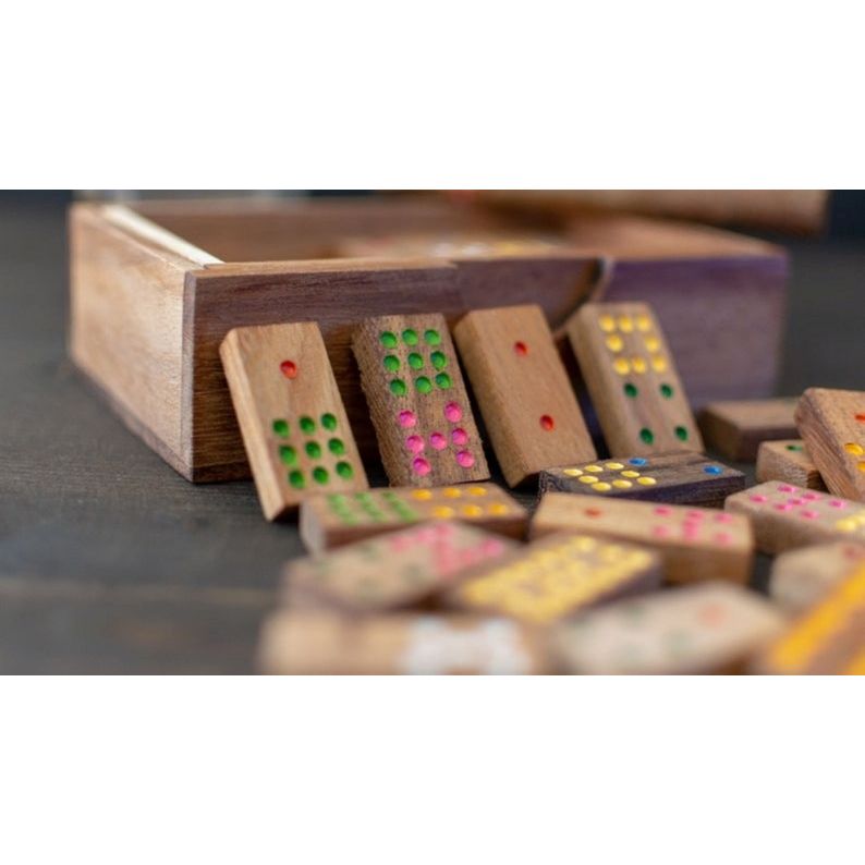 Wooden Domino Game Set Handmade Dominoes in Gift box