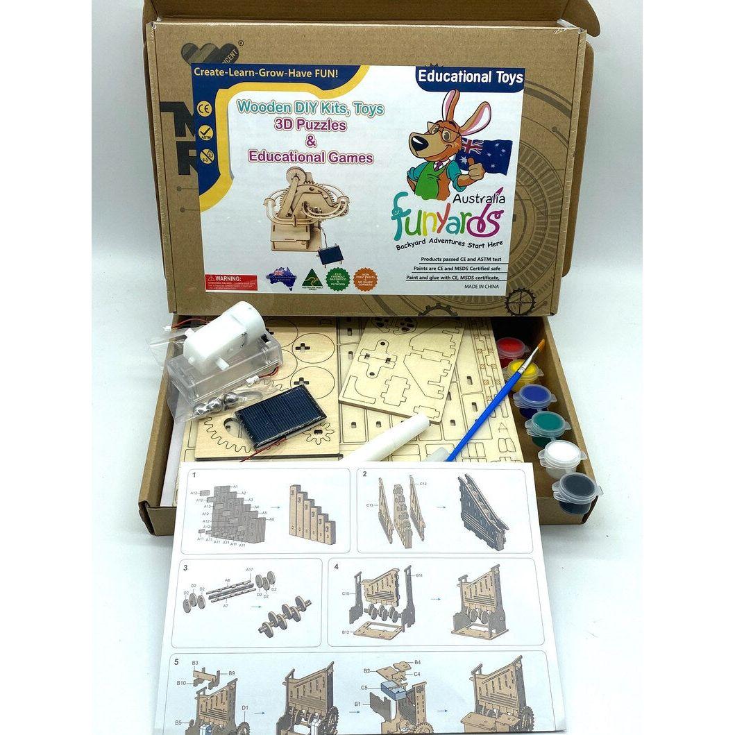 3D Wooden Marble Run Puzzle Craft Toy, Gift for Adults & Teen Boys Girls, Age 14+, DIY Model Building Kits - Waterwheel Coaster