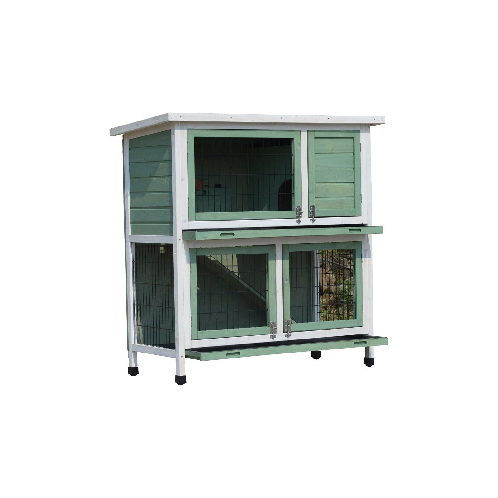 YES4PETS Green Large Double Storey Rabbit Hutch Guinea Pig Ferret Cage