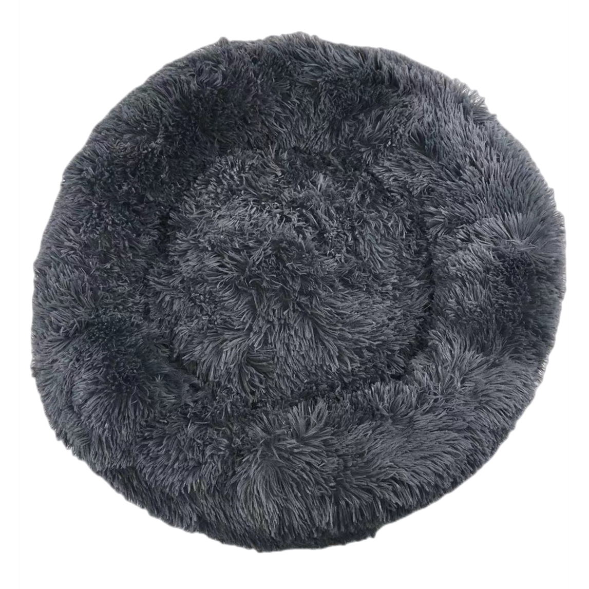 YES4PETS Large Round Calming Plush Cat Dog Bed Large Comfy Puppy Fluffy Bedding Dark Grey