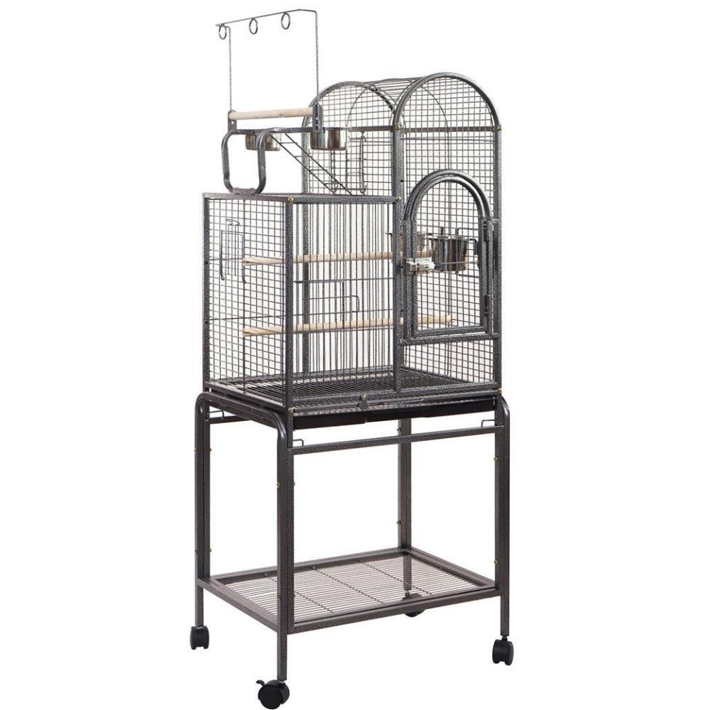 YES4PETS Large Bird Budgie Cage Parrot Aviary Carrier With Stand &amp; Wheel