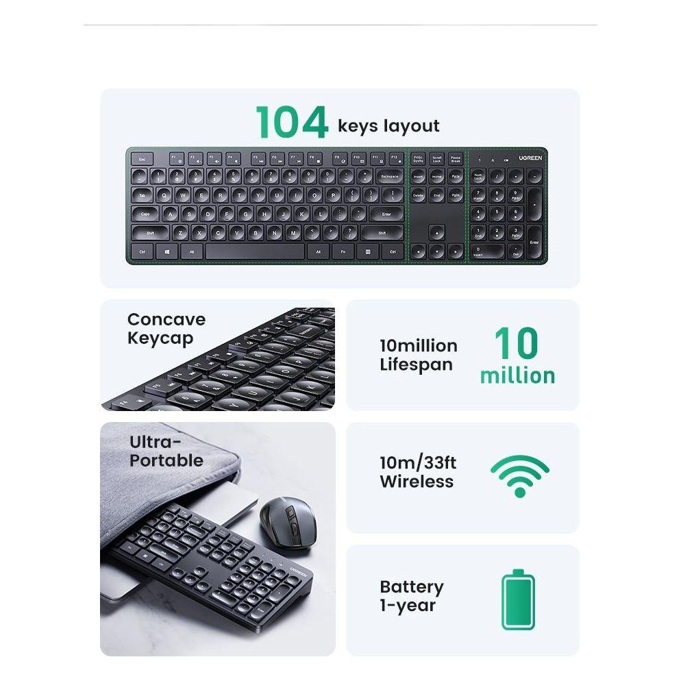 UGREEN 90250 104-Key layout 2.4G Wireless Keyboard