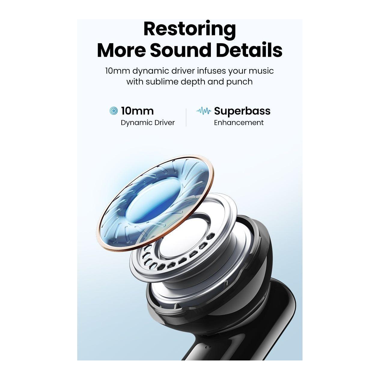 UGREEN 90401 HiTune T3 Active Noise-Cancelling Wireless Earbuds (Black)