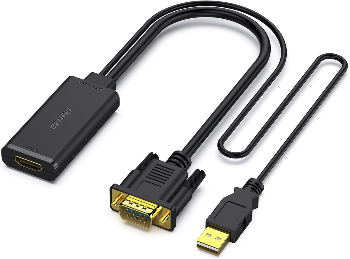 BENFEI 210BK VGA to HDMI Adapter with Audio Support and 1080P Resolution