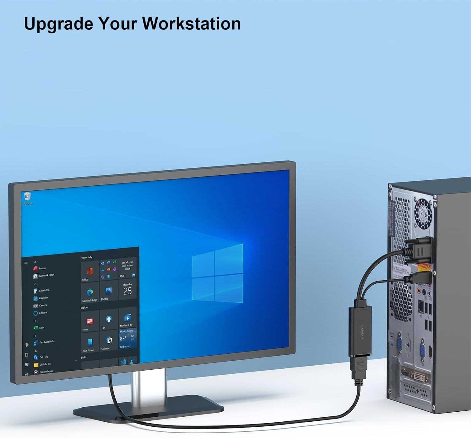 BENFEI 210BK VGA to HDMI Adapter with Audio Support and 1080P Resolution