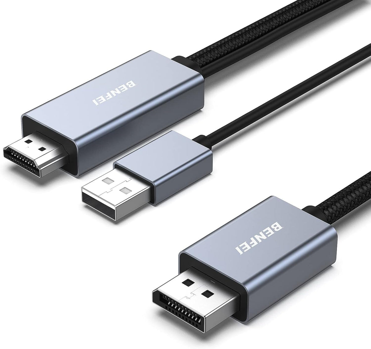 BENFEI 344GY-1M HDMI to DisplayPort Unidirectional 4K Active Cable with USB Powered 1M