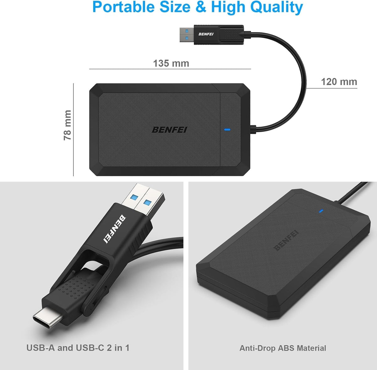 BENFEI 2.5 Inch SATA to USB Tool Free External Hard Drive Enclosure