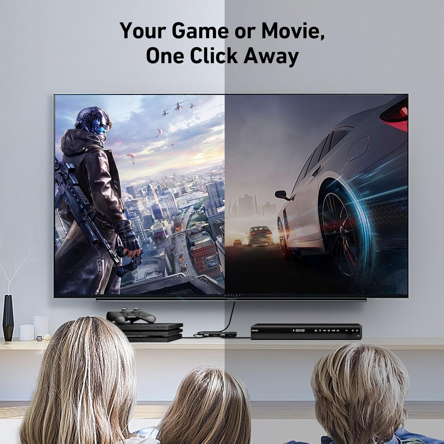 BENFEI 365BK HDMI Switch 4 in 1 Out 4K@60Hz, 2K@144Hz, HDCP 2.3 (with Adaptive Equalization Support 30ft HDMI Transmit)