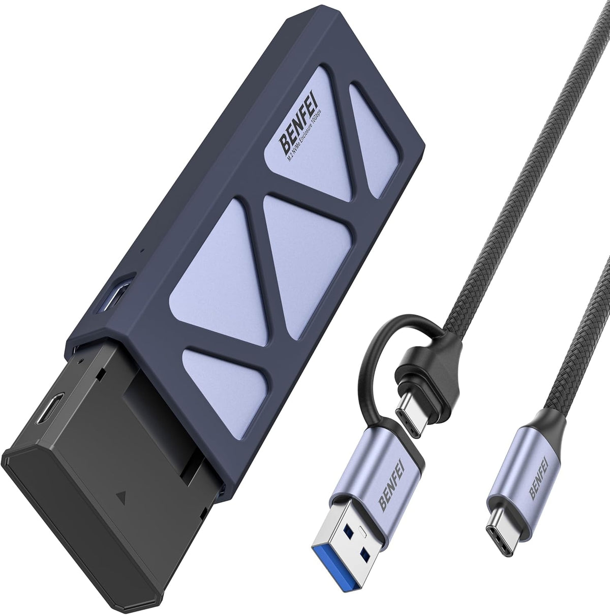 BENFEI M.2 SSD Enclosure USB3.2 Gen2 10 Gbps, Tool-Free for NVME B &amp; M Keys with Size 2230/2242/2260/2280 SSDs