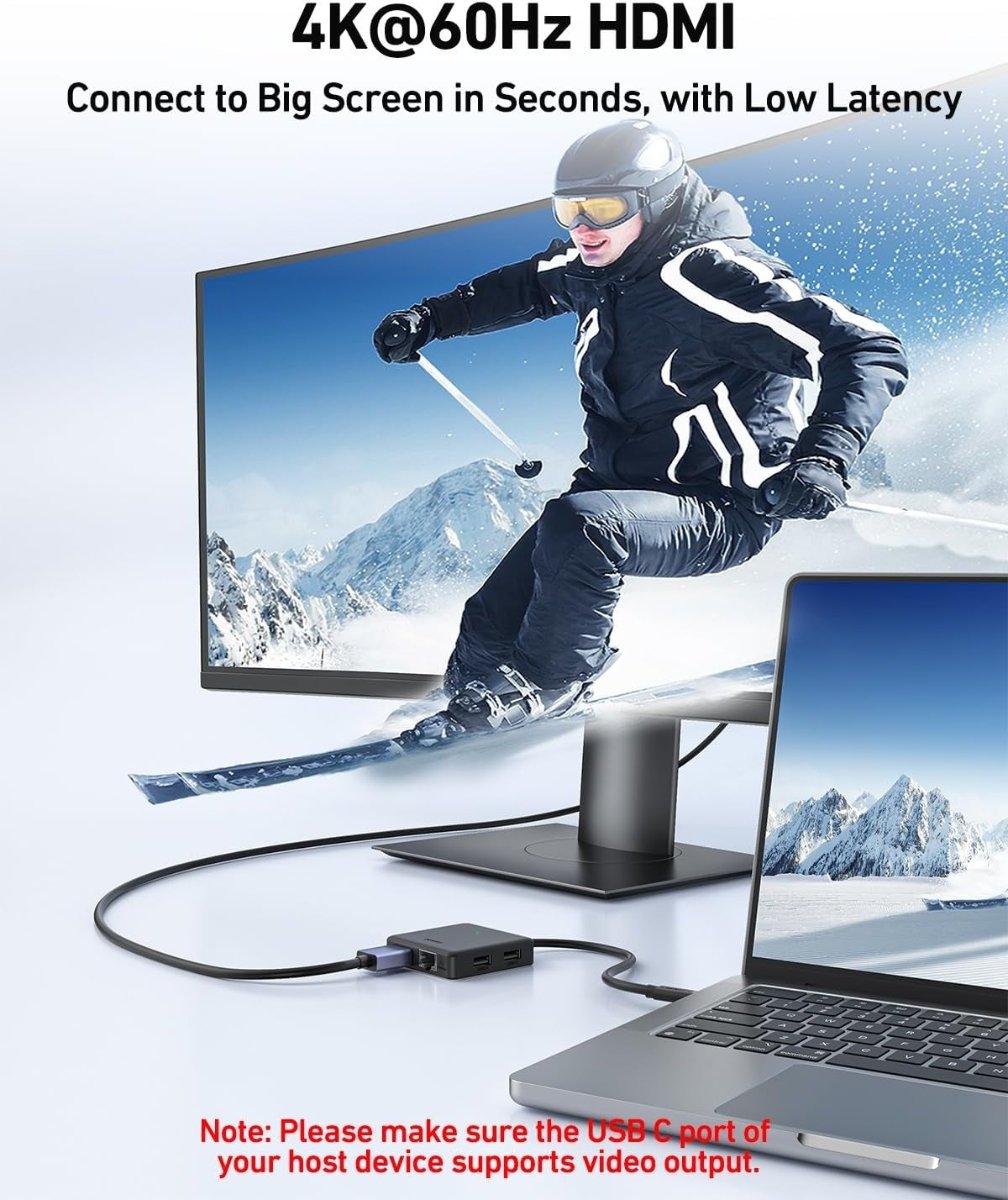 BENFEI 399BK 6-in-1 USB-C HUB to HDMI(8K)+USB3.2(10Gbps)+USB2.0x2+PD100W+RJ45 Black