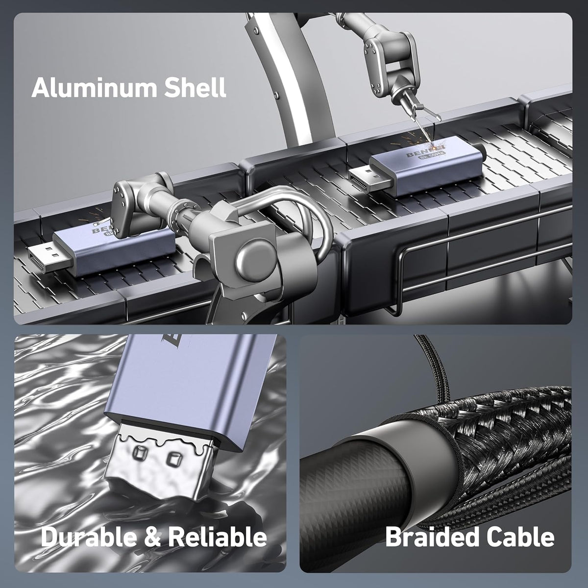 BENFEI 412GY Bidirectional USB-C to DisplayPort V1.4 (Support Thunderbolt 4, 8K@60Hz ) Cable 1.8M
