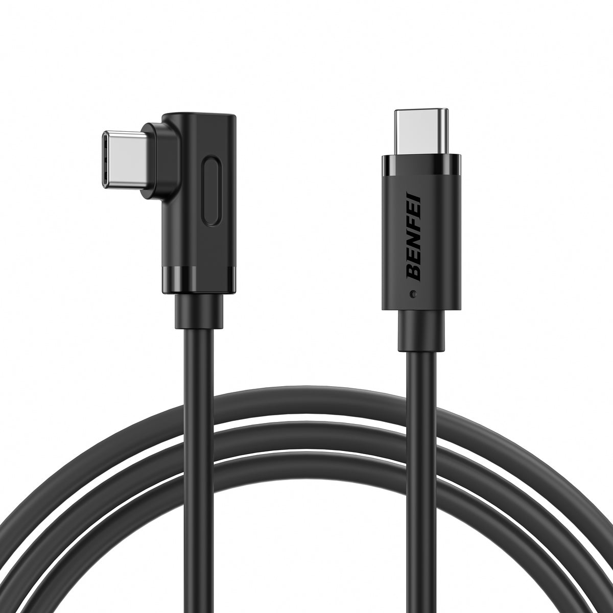 BENFEI 428BK-3M USB C to Right Angle USB C Cable , 90-dgree Angled USB 2.0 Type C Charger Cable, 3A Fast Charging &amp; 480Mbps Data Sync, Durable PVC