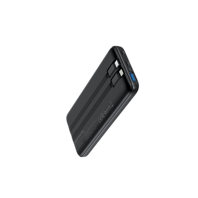 CHOETECH B654 10000mAh Pwer Bank 22.5W USB-A / USB-C / micro USB with built-in USB-C / Lightning cable - black