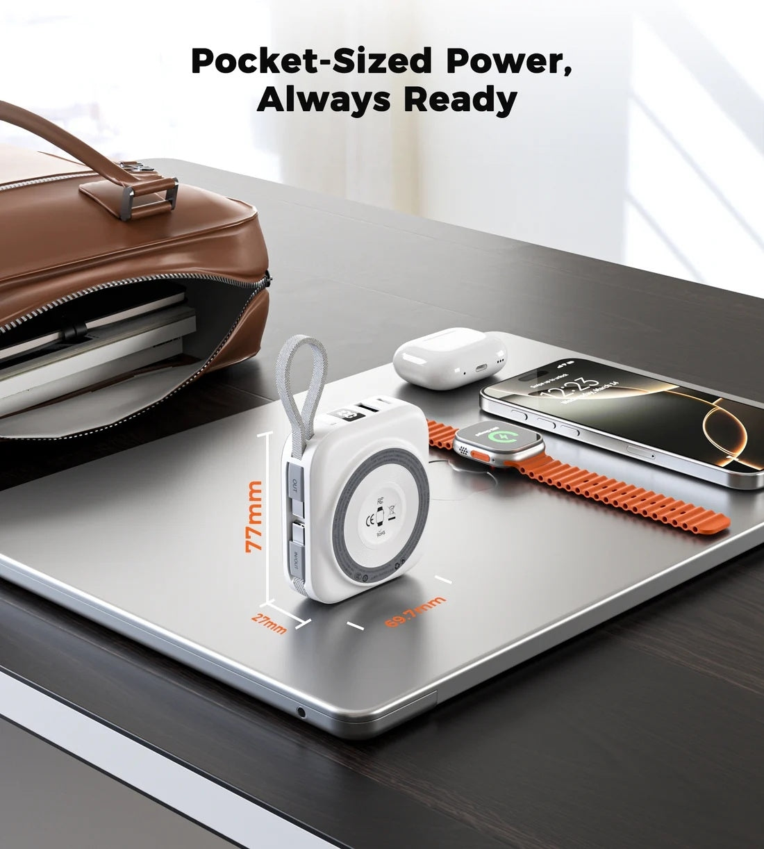 Choetech B697C-WH 10000mAh LED display 22.5W power bank for Mobile and Apple watch/Airpods CCC Certified