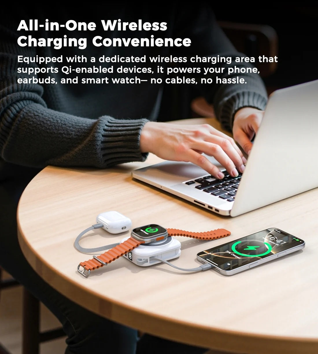 Choetech B697C-WH 10000mAh LED display 22.5W power bank for Mobile and Apple watch/Airpods CCC Certified