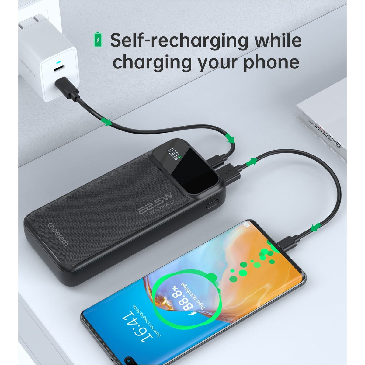 CHOETECH B729 20000mAh Power Bank PD22.5W with Digital Display