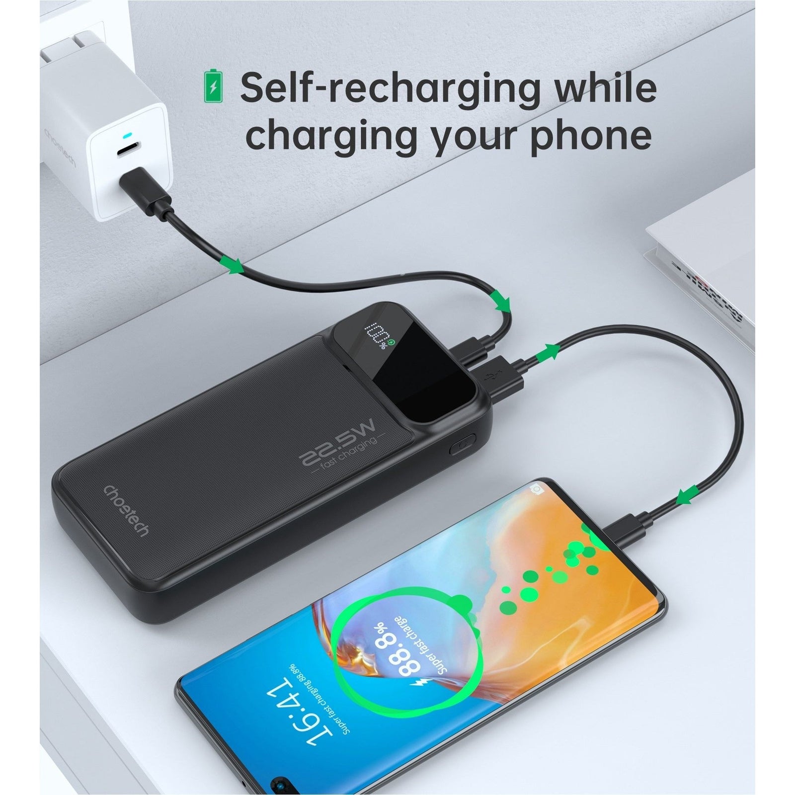 CHOETECH B729 20000mAh Power Bank PD22.5W with Digital Display