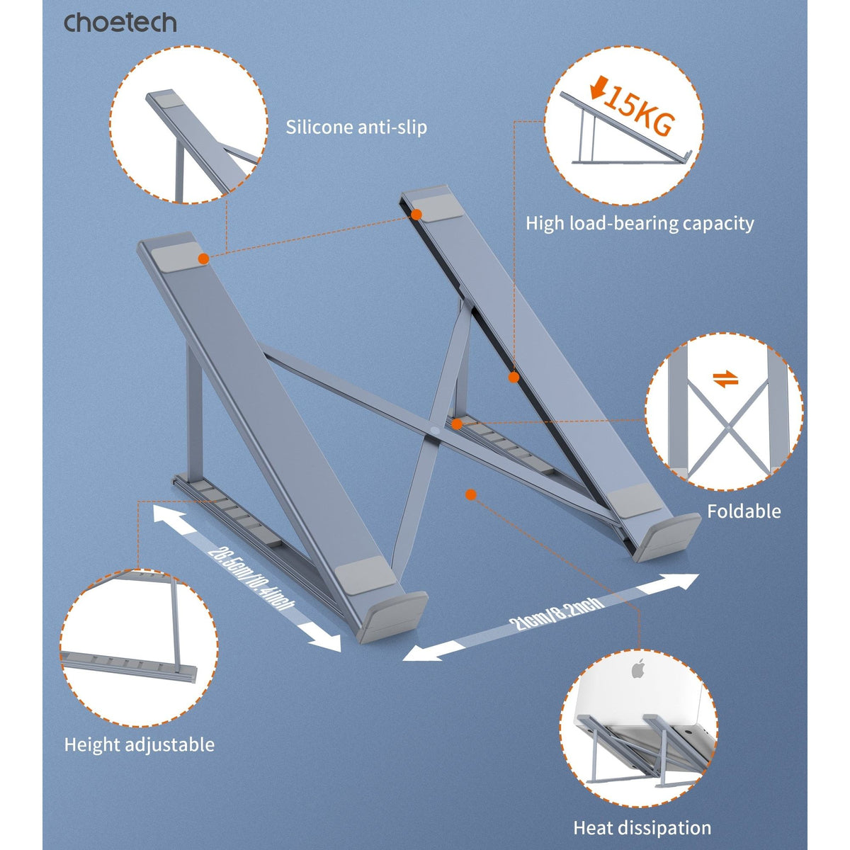 CHOETECH H055-GY Aluminum Foldable Laptop Stand