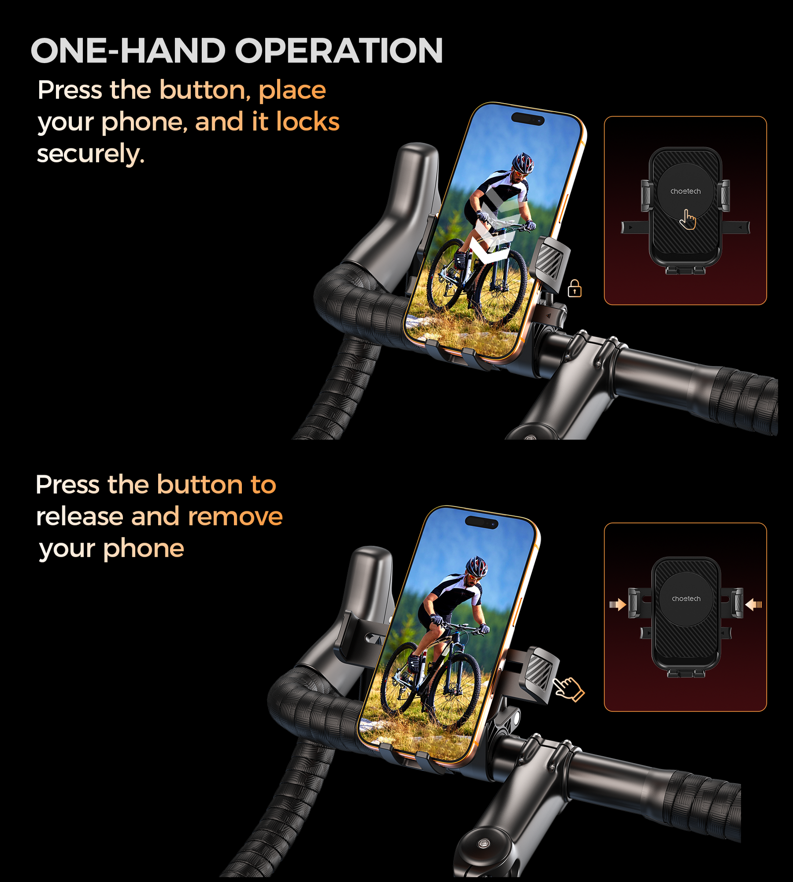 Choetech H094 Cycling Phone Holder Bike Handlebar Mount 360-degree Rotation