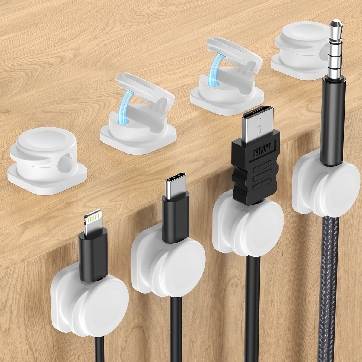 CHOETECH MCC001-WH 6 Pack Professional grade Magnetic Lock Cord Holder Clips White