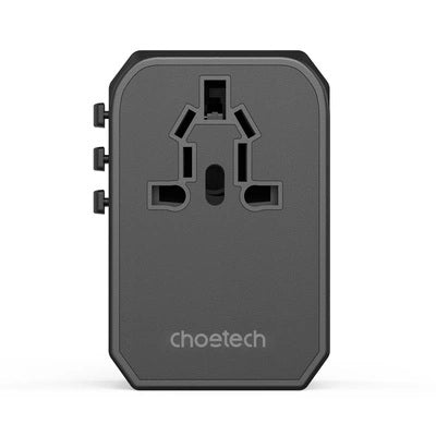CHOETECH PD6045 GaN Tech 2C+2A 45W Travel Adapter with US EU UK AU Plugs Black