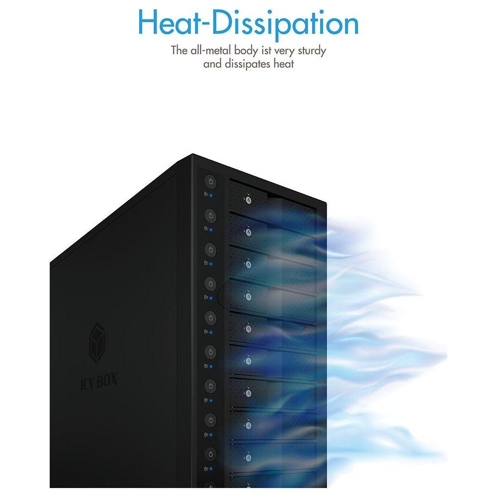 ICY BOX IB-3810-C31 SINGLE enclosure for 10x HDD with USB 3.1 (Gen 2) Type-C or Type-A interface