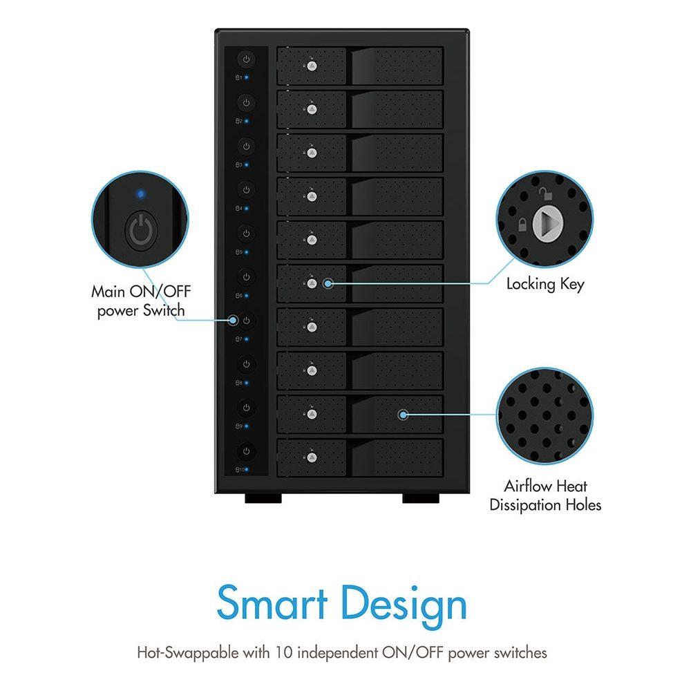 ICY BOX IB-3810-C31 SINGLE enclosure for 10x HDD with USB 3.1 (Gen 2) Type-C or Type-A interface